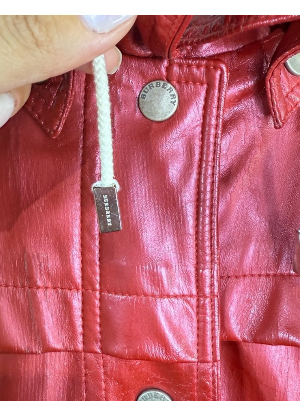 Burberry Red Hooded Trench Coat - Picture 7 of 8